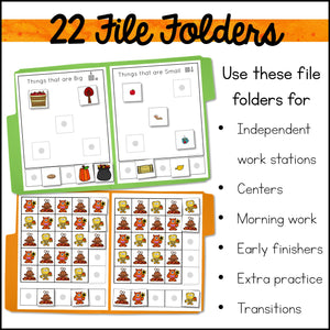 Fall Basic Skills File Folder Games and Activities