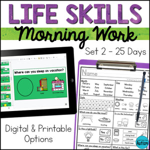 Life Skills Morning Work - Digital and Printable | Set 2
