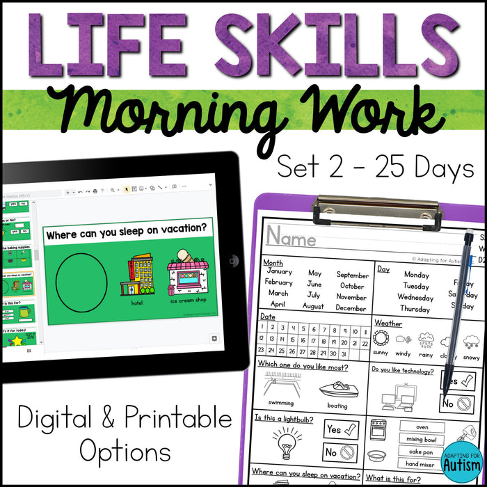 Life Skills Morning Work - Digital and Printable | Set 2