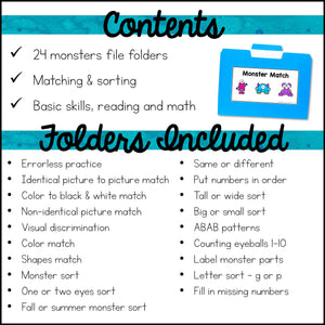Monster File Folder Games and Activities