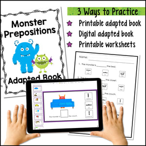 Prepositions Adapted Book: Where is the Monster? (Print and Digital)