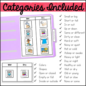 Sorting File Folder Games - Basic Concepts Activities
