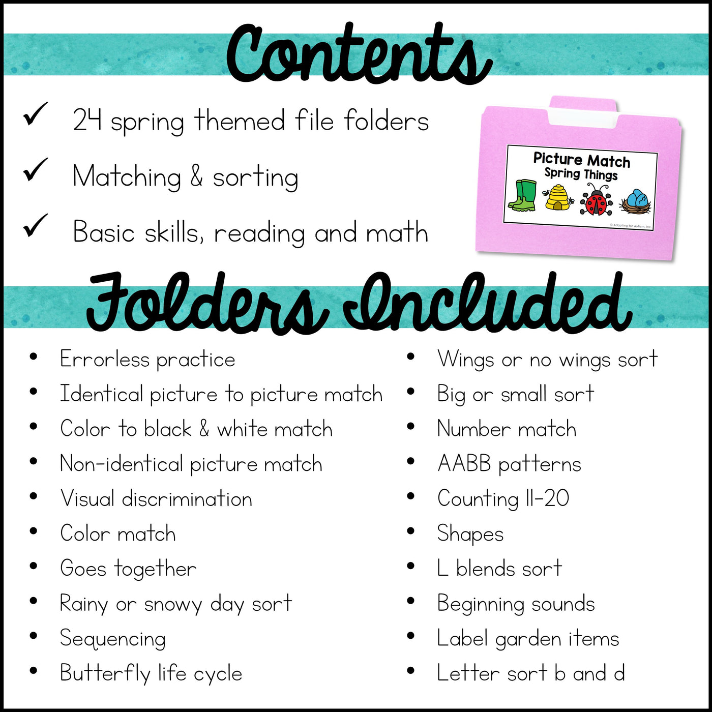 Spring File Folder Games and Activities – Autism Work Tasks