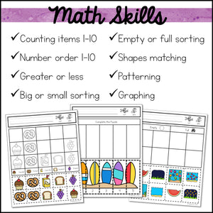 Summer Cut and Paste Math Worksheets