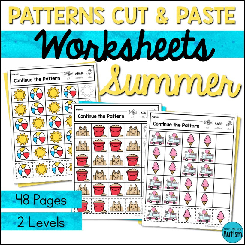 Summer Patterns Cut and Paste Activities – Autism Work Tasks summer-patterns-cut-and-paste-activities-autism-work-tasks