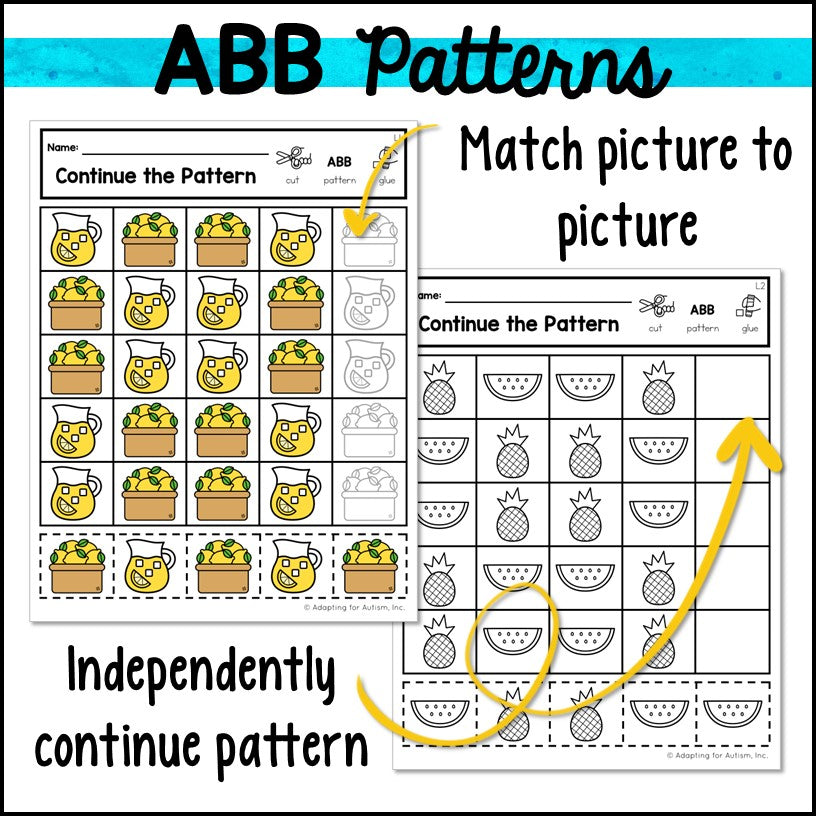 Abb Pattern Worksheets For Kindergarten