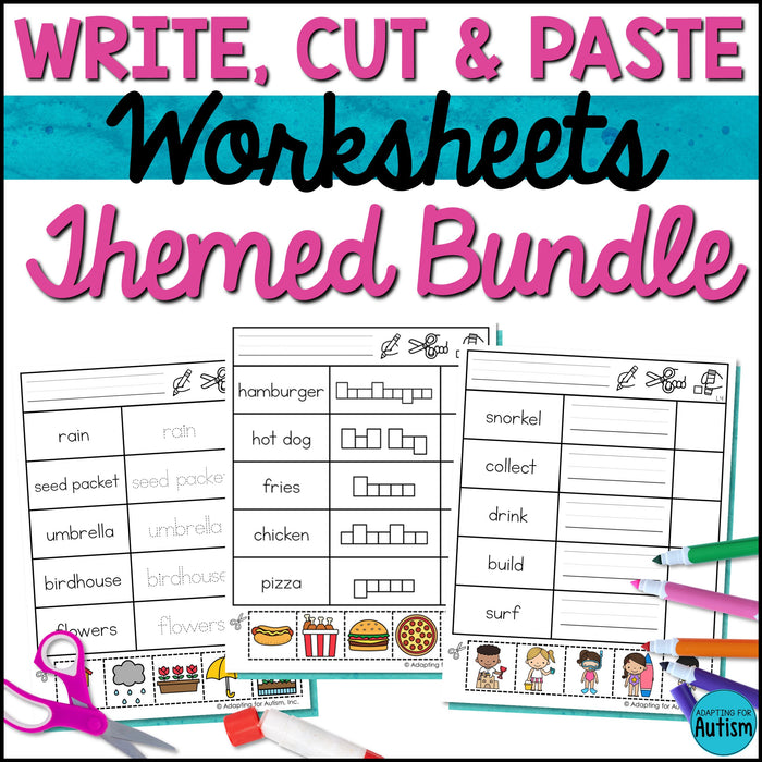 Themed Write Cut and Paste Activities Bundle