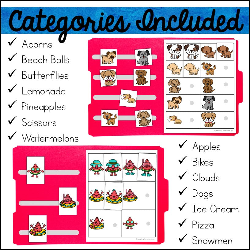 Visual Discrimination Matching File Folder Games and Activities ...