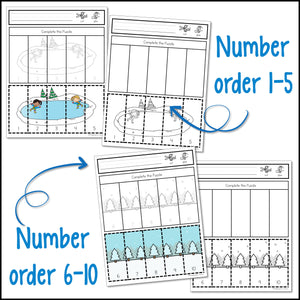 Winter Cut and Paste Math Worksheets