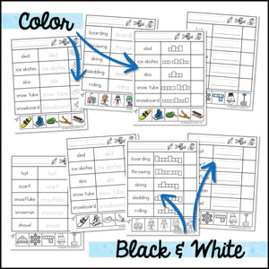 Winter Write Cut and Paste Worksheets