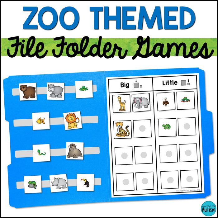 Zoo Animals File Folder Games and Activities